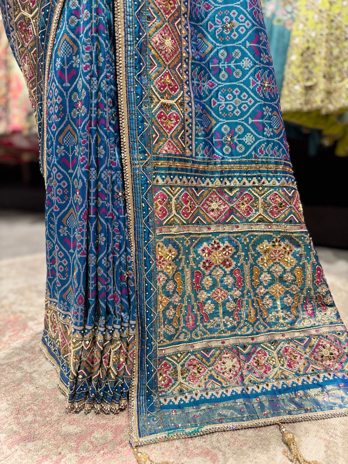 Royal Blue Handcrafted Embroidered Designer Silk Saree