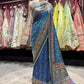 Royal Blue Handcrafted Embroidered Designer Silk Saree