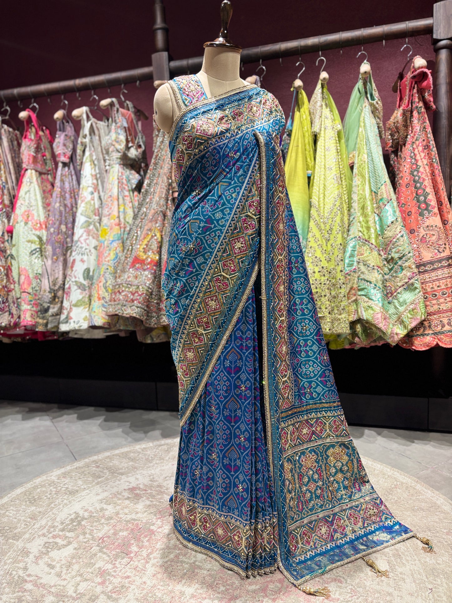 Royal Blue Handcrafted Embroidered Designer Silk Saree