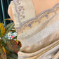 Beige Striped Saree with Embroidered Border