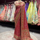 Royal Red Handcrafted Embroidered Designer Silk Saree