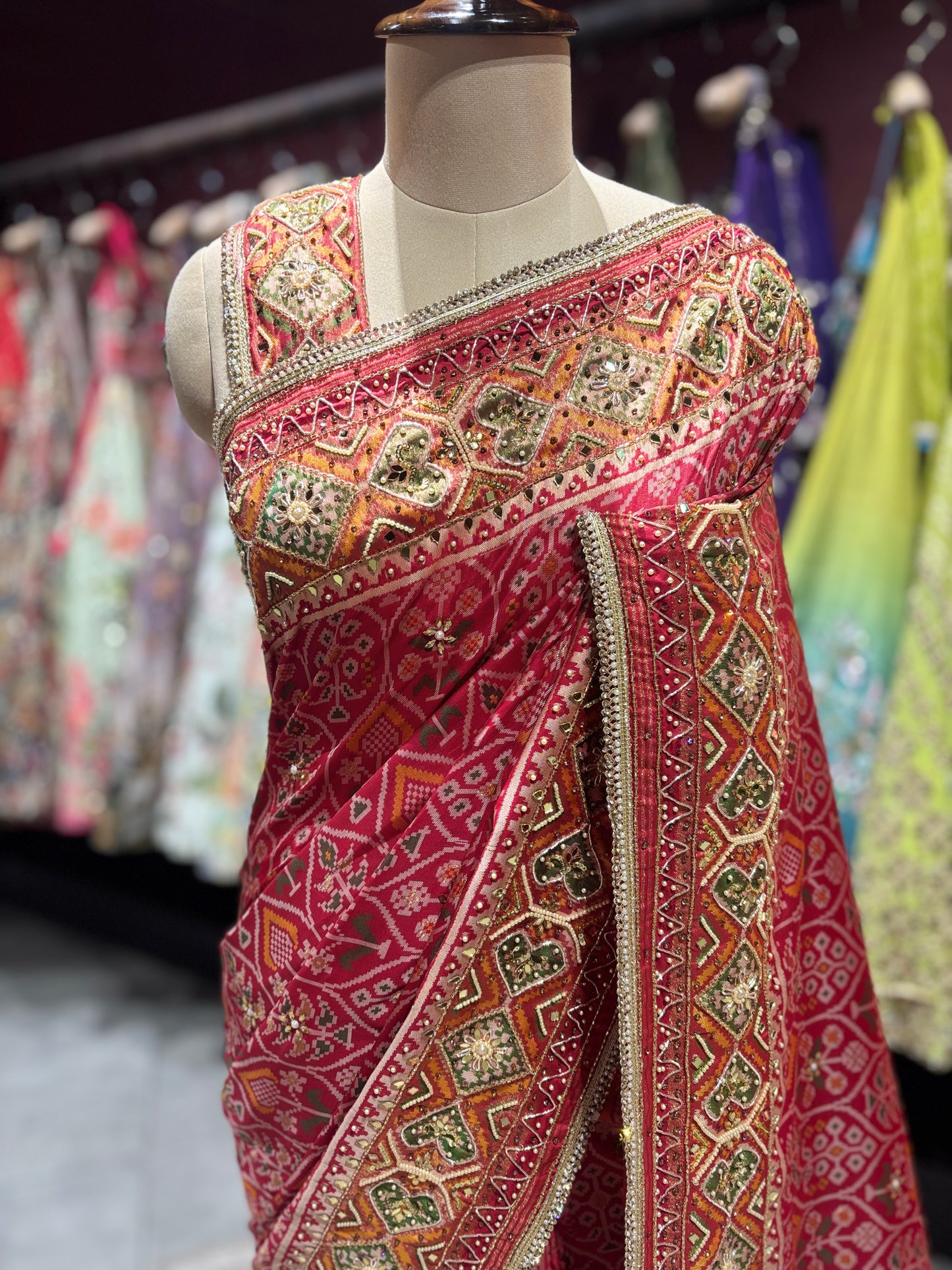 Royal Red Handcrafted Embroidered Designer Silk Saree