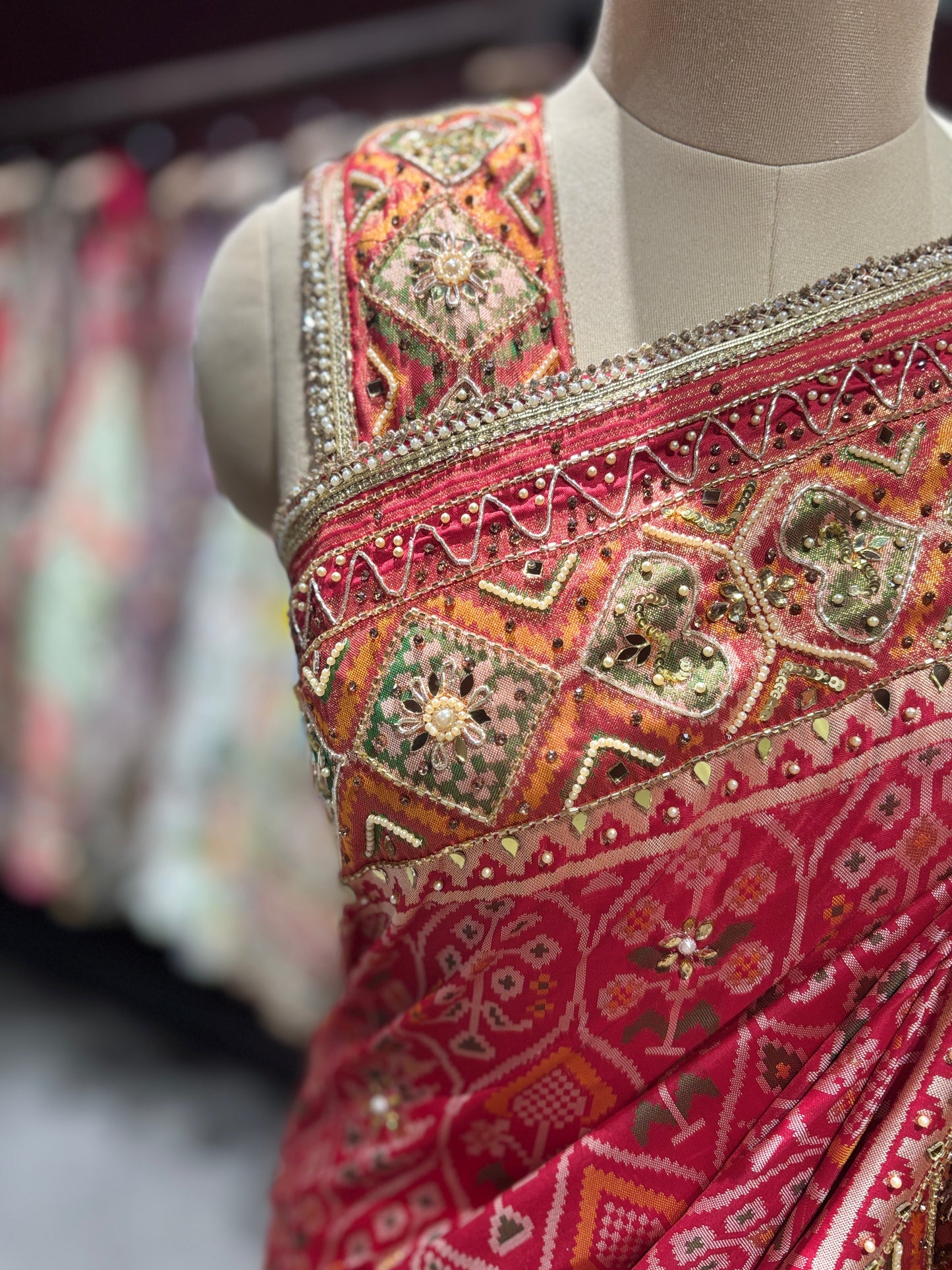 Royal Red Handcrafted Embroidered Designer Silk Saree