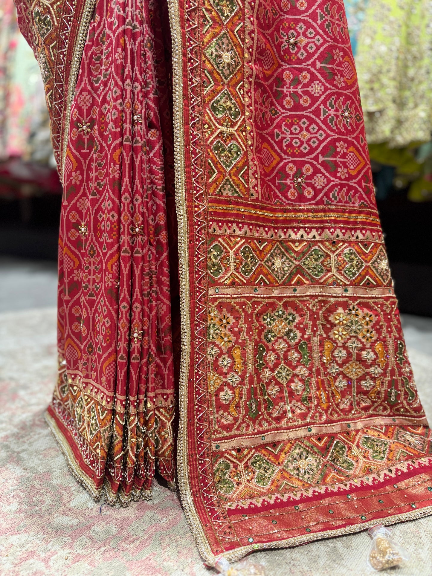 Royal Red Handcrafted Embroidered Designer Silk Saree