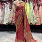 Royal Red Handcrafted Embroidered Designer Silk Saree