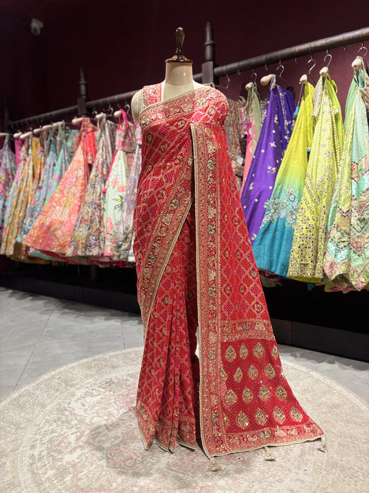 Red Banarasi Silk Zari Woven Wedding Festive Saree