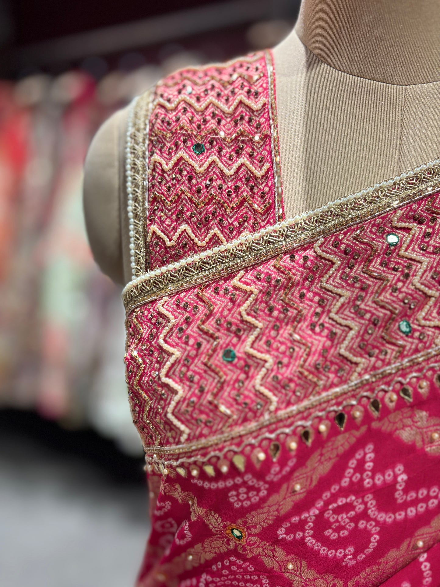 Rani Bandhani Zari Border Festive Designer Saree for Women