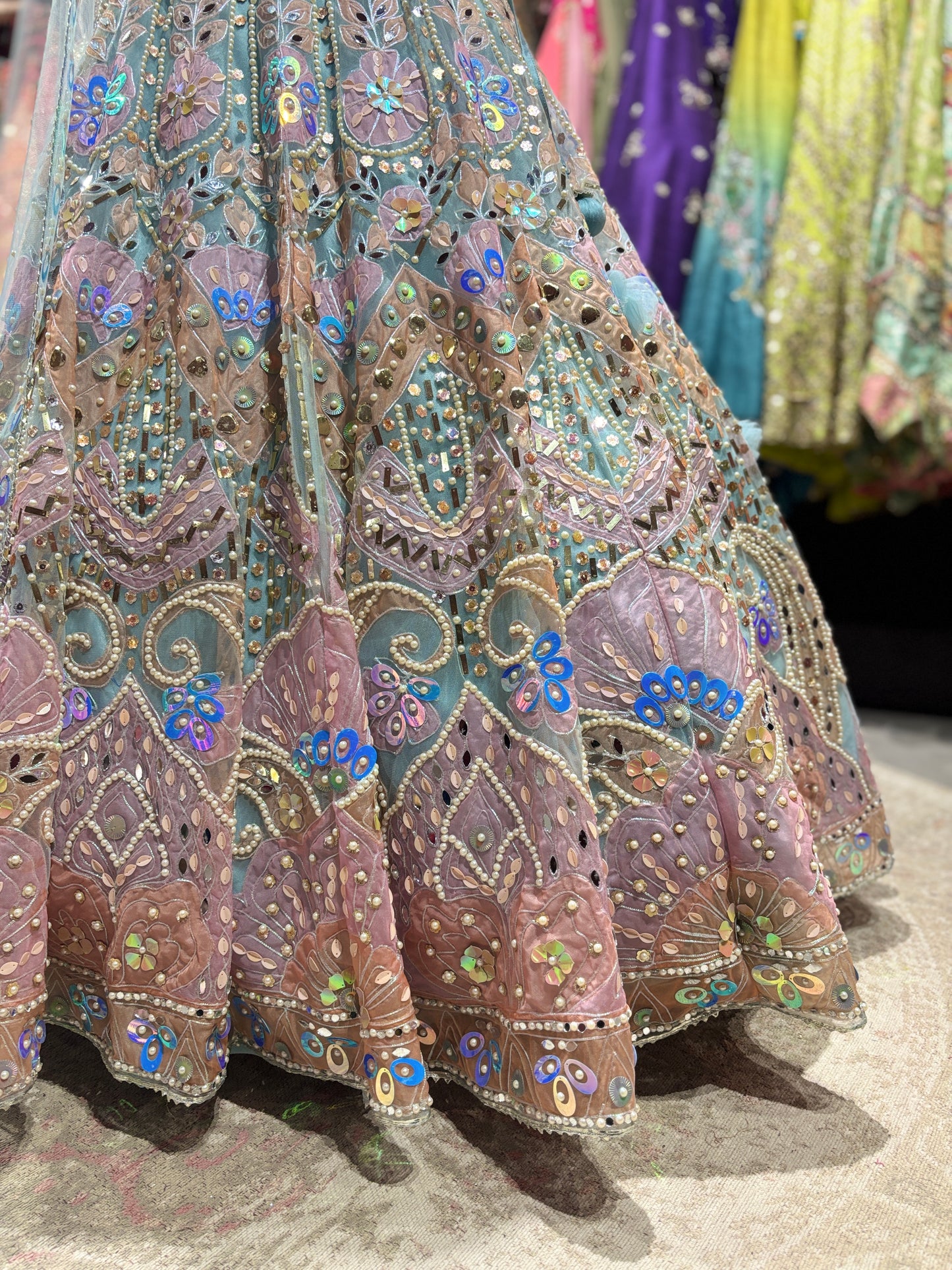 Multicolour Embroidered Grand Lehenga With Designer Blouse