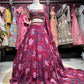 Wine Floral Lehenga with Embellished Corset Blouse