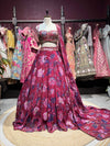 Wine Floral Lehenga with Embellished Corset Blouse