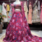 Wine Floral Lehenga with Embellished Corset Blouse