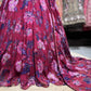 Wine Floral Lehenga with Embellished Corset Blouse