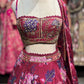 Wine Floral Lehenga with Embellished Corset Blouse