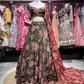 Emerald Green Floral Lehenga with Wine Printed Dupatta