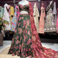 Emerald Green Floral Lehenga with Wine Printed Dupatta