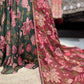 Emerald Green Floral Lehenga with Wine Printed Dupatta
