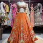 Rust Orange Multicolor Embroidered Designer Lehenga