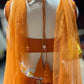 Rust Orange Multicolor Embroidered Designer Lehenga