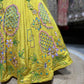 Sunshine Yellow Multicolor Floral Embroidered Lehenga