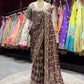 Brown Heavy Zari Embroidered Designer Saree Blouse