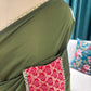 Olive Green Saree with Red Printed Border Design