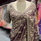 Brown Heavy Zari Embroidered Designer Saree Blouse