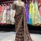 Brown Heavy Zari Embroidered Designer Saree Blouse