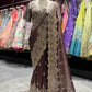 Brown Heavy Zari Embroidered Designer Saree