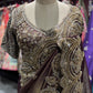 Brown Heavy Zari Embroidered Designer Saree