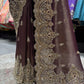 Brown Heavy Zari Embroidered Designer Saree