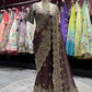 Brown Heavy Zari Embroidered Designer Saree