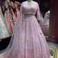 Blush Pink Embroidered Lehenga with Net Dupatta Set