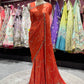 Orange Rust Sequin Embroidered Designer Festive Saree