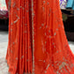 Orange Rust Sequin Embroidered Designer Festive Saree