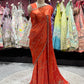 Orange Rust Sequin Embroidered Designer Festive Saree