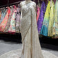 Ivory Gold Embroidered Designer Wedding Party Saree