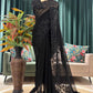 Black Floral Embroidered Georgette Saree Elegant Partywear Style