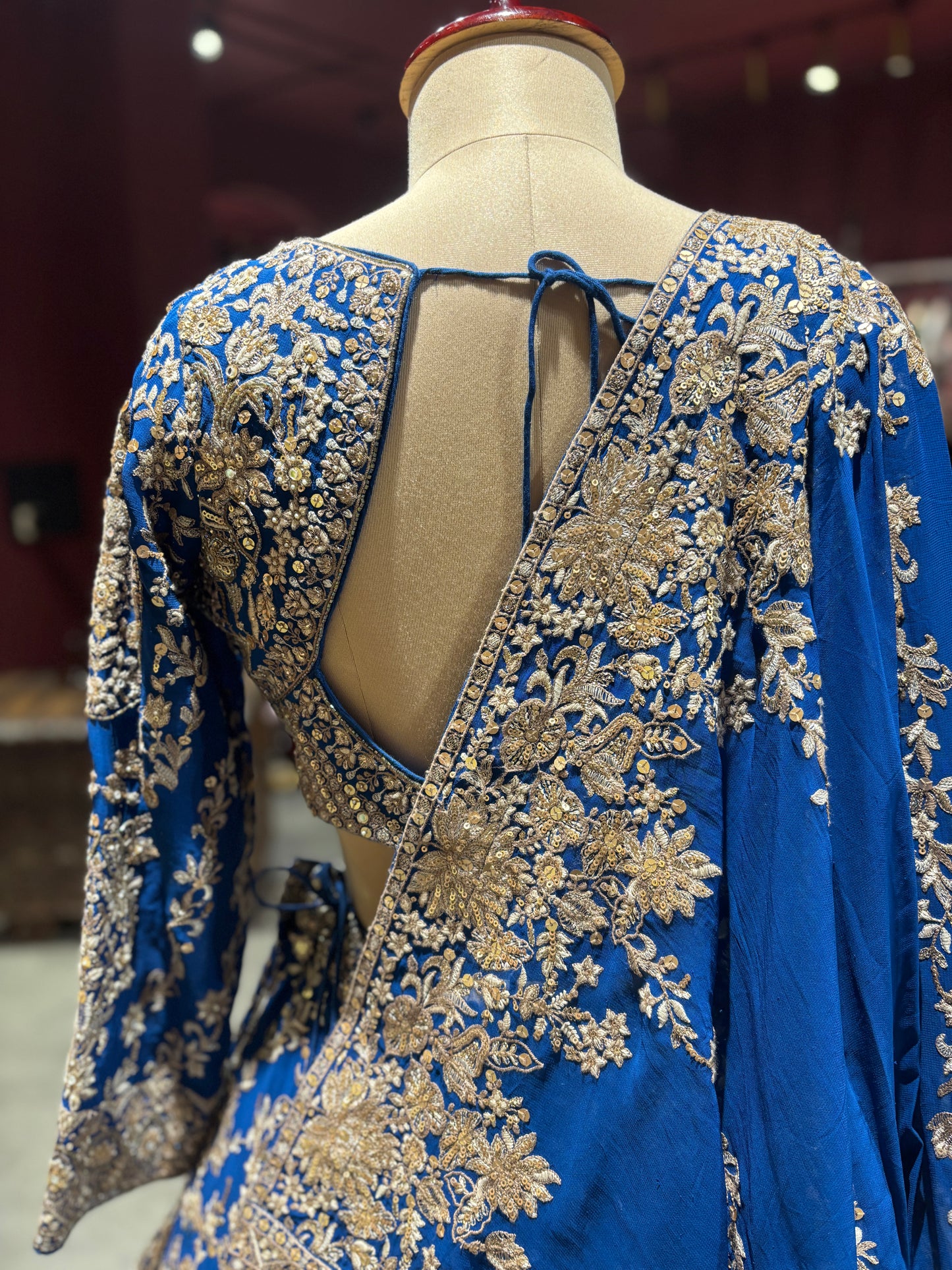 Royal Blue Zari Embroidered Designer Lehenga