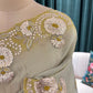 Pastel Green Floral Embroidered Saree with Elegant Border