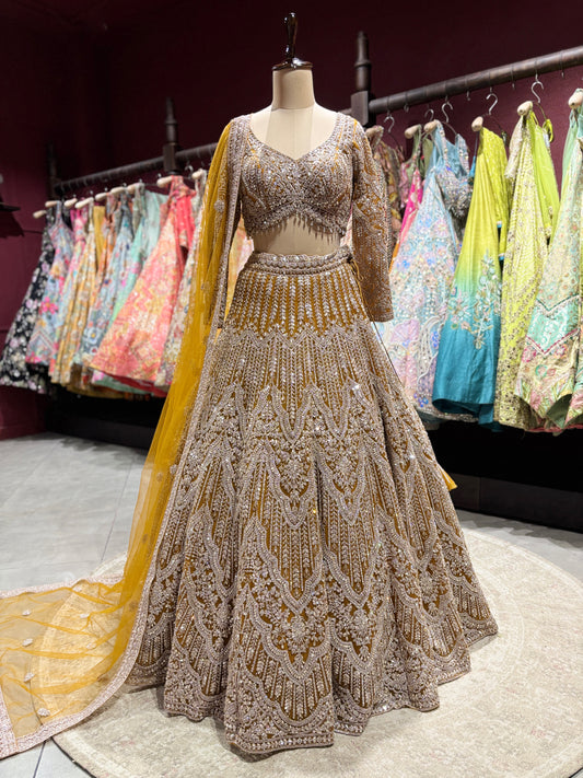 Yellow Heavy Embroidered Non Bridal Lehenga Choli with Dupatta