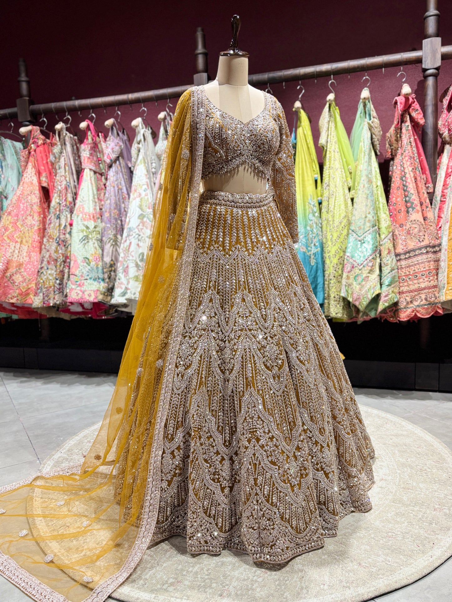 Yellow Heavy Embroidered Non Bridal Lehenga Choli with Dupatta