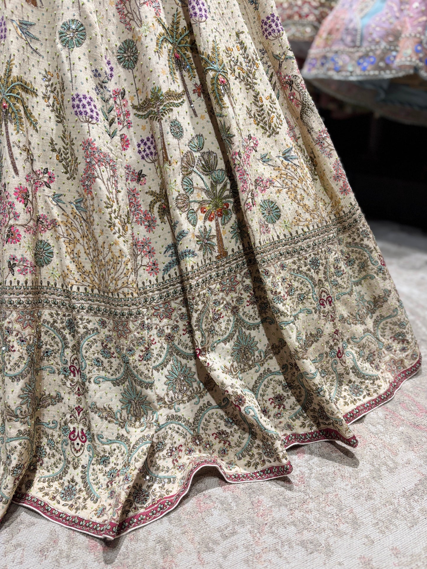 Ivory Multi-Color Embroidered Lehenga Choli with Dupatta