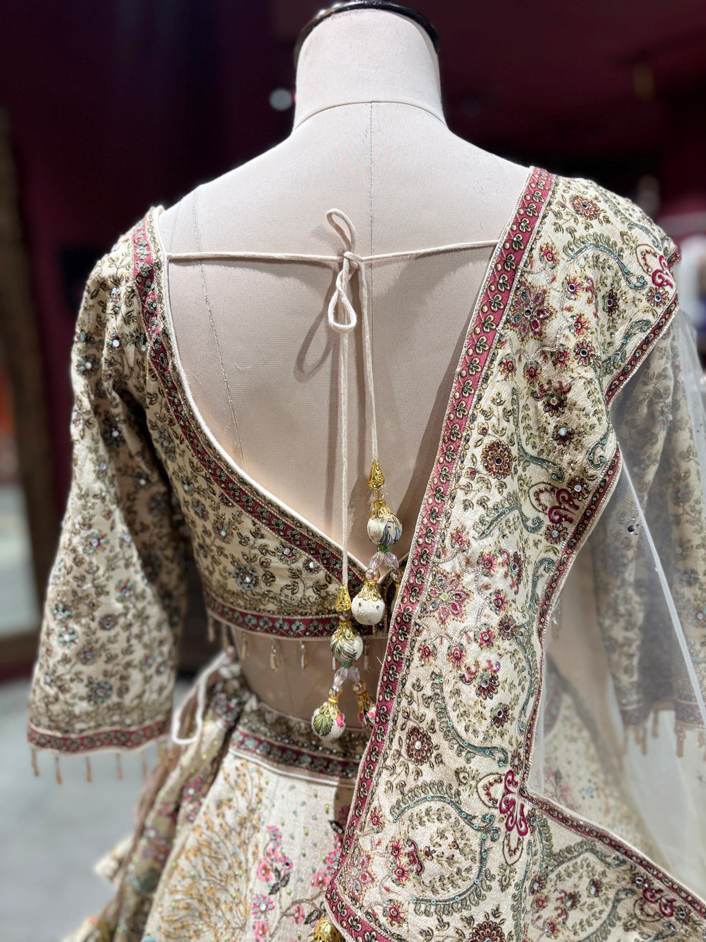 Ivory Multi-Color Embroidered Lehenga Choli with Dupatta