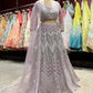 Lavender Silver Embroidered Party Wear Lehenga Choli with Dupatta