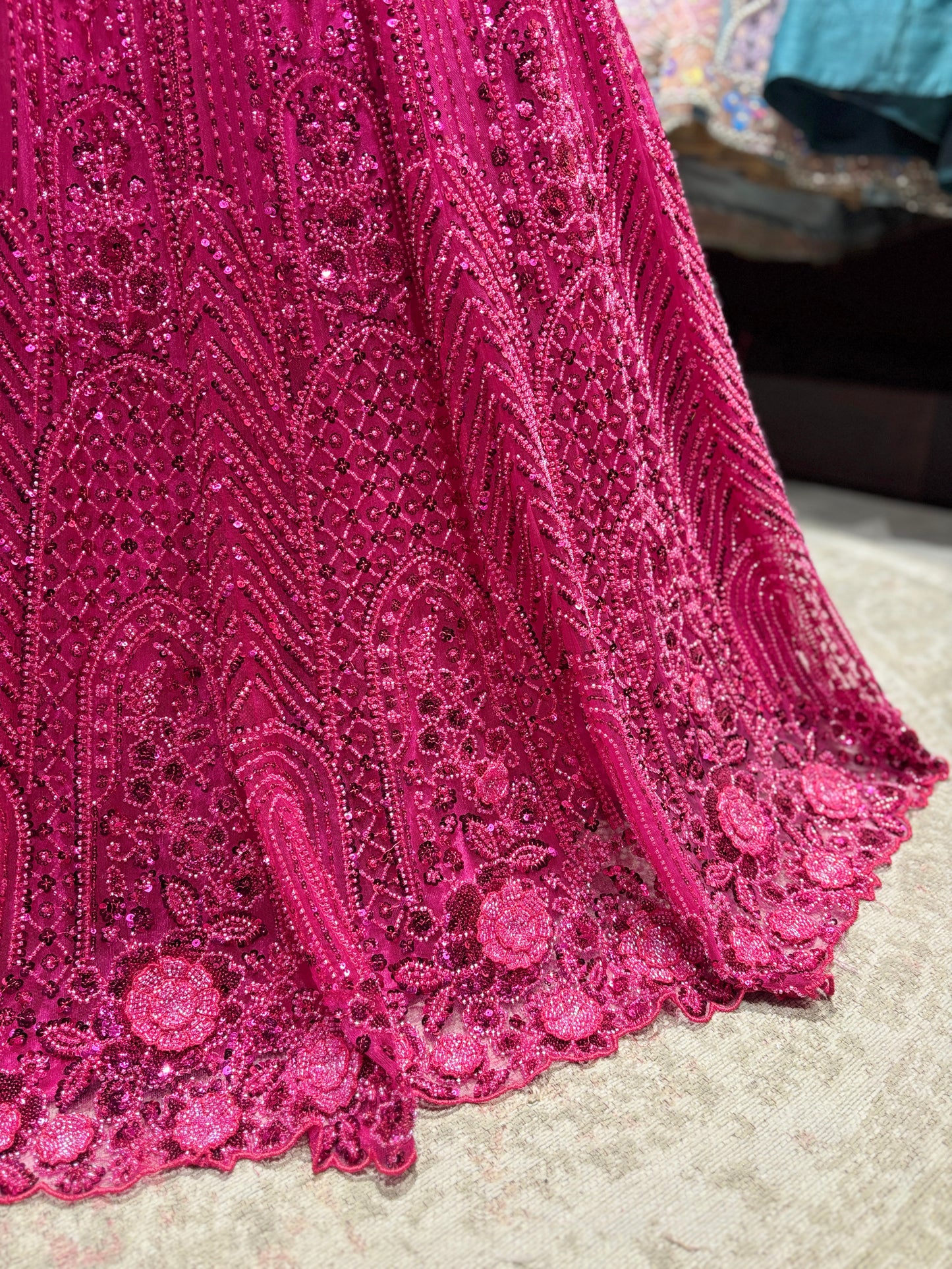 Rani Pink Heavy Embroidered Party Wear Lehenga Choli with Dupatta