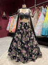 Black Floral Embroidered Designer Lehenga Choli with Dupatta
