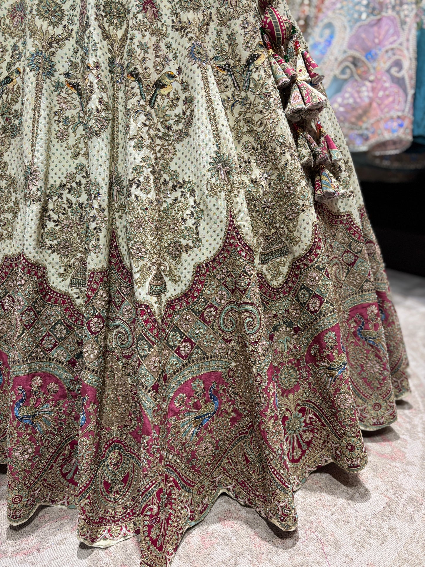 Ivory Pink Heavy Embroidered Lehenga Choli with Dupatta