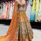 Multicolor Hand-Embroidered Silk Lehenga with Mirror Work & Dupatta