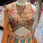 Multicolor Hand-Embroidered Silk Lehenga with Mirror Work & Dupatta