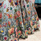 Powder Blue Floral Embroidered Lehenga with Mirror Work & Net Dupatta